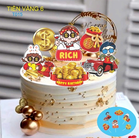 Set giấy HD-quý ông quý bà áo đỏ, chữ rich, túi tiền.