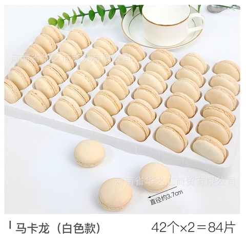 Bánh Maccaron tròn hộp 42 cặp-MÀU KEM (Trung Quốc).