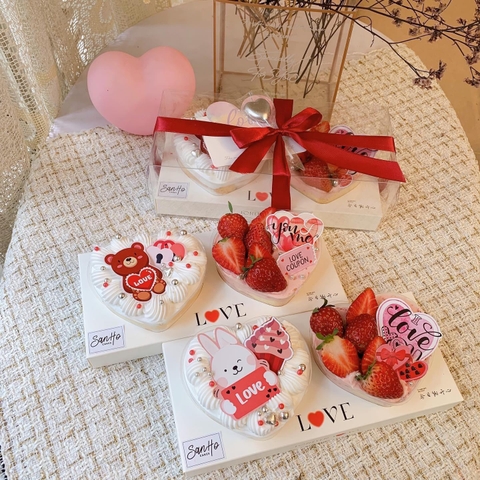 Set 5 hộp + đế + Khuôn nhựa 2 trái tim.