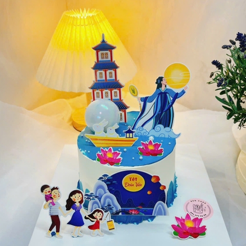 Combo 2 set giấy trung thu - gia đình, thuyền, hằng nga MẪU 7.