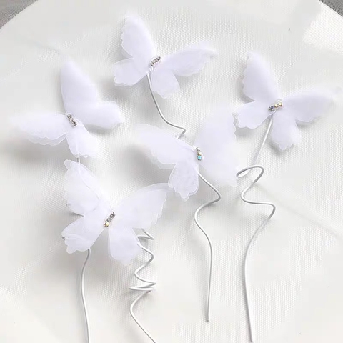 Set 5 bướm vải tuyn 2 lớp-TRẮNG.