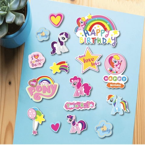 Combo 5 set giấy - Ngựa pony + cầu vồng + ngôi sao love vàng.