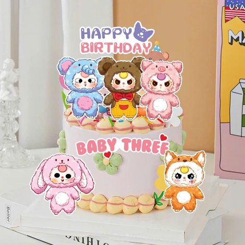 Combo 2 set giấy -BABY THREE (mẫu 2 -nhân vật baby three mix mầu và chữ baby three hồng).