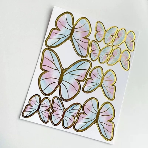 10 set bướm giấy mẫu mới (10 bướm/set)-màu mix XANH HỒNG.