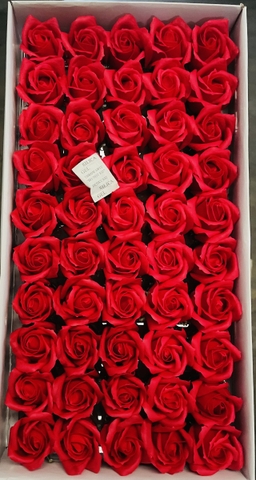 Hộp 50 bông hoa hồng sáp đẹp-ĐỎ TƯƠI.