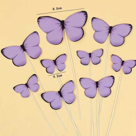 10 Set bướm giấy CÁNH TRÒN -TÍM (9 bướm/set).