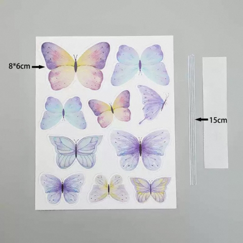 10 Set bướm giấy mẫu mới - mix màu xanh, tím, vàng (10 bướm/set).