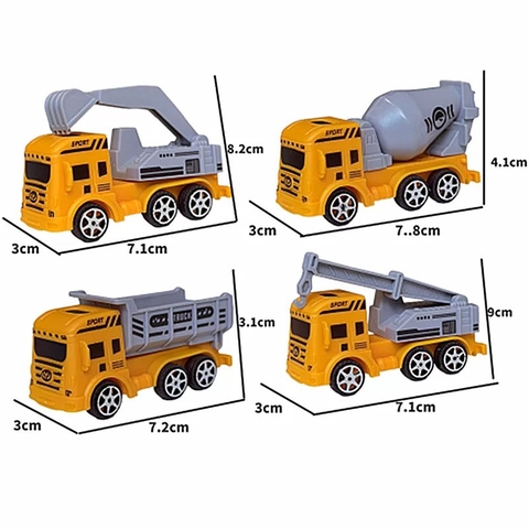 Set 4 xe công trình mẫu mới (nhựa) -VÀNG ĐẬM.