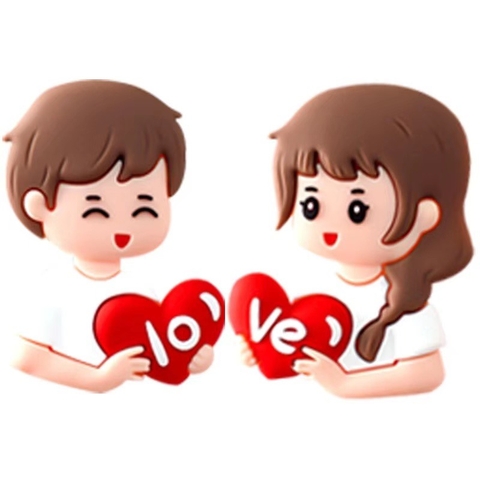 Tượng nhựa dẻo- đôi nam nữ và trái tim đỏ có chữ love.