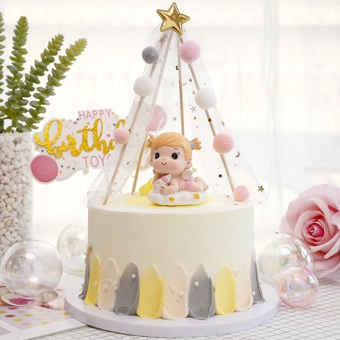 Tượng em bé nằm ôm bình sữa -BÉ GÁI (sứ).