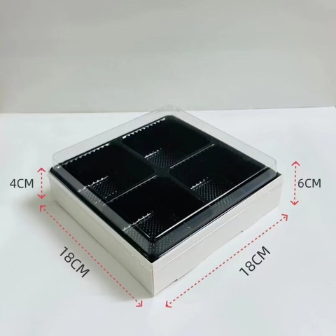 Set 10 hộp 4 ngăn có khay nhựa (vỏ màu trắng) size 18cm x 18cm x 6cm.