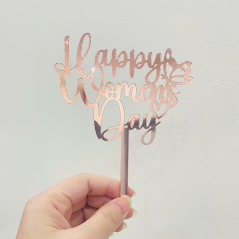 Set 10 mica Happy women's day gắn cánh bướm-HỒNG.