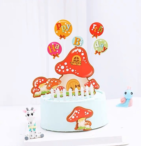 Combo 2 set giấy nhà nấm và chữ HPBD.