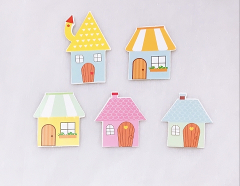Combo set 10 nhà giấy sắc màu mix mẫu.