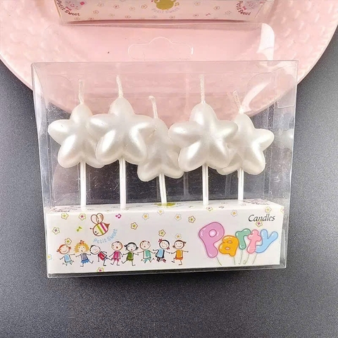 Vỉ 5 nến ngôi sao -MÀU TRẮNG.