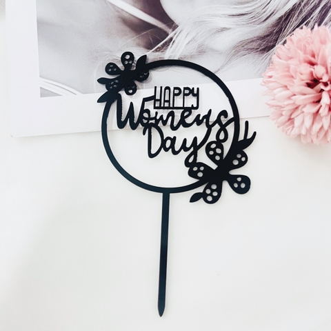 Set 10 mica Women's day TRÒN-ĐEN.