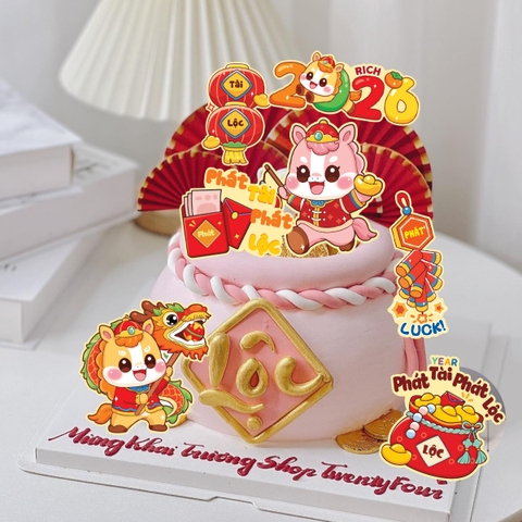 Combo 2 set giấy tết - em bé NGỰA 2026.