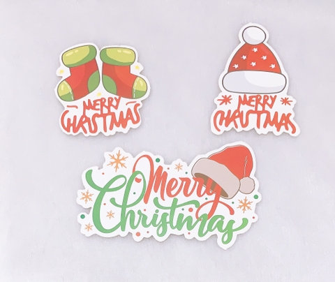 Set 6 cây cắm giấy X-MAS TẤT MŨ mix.