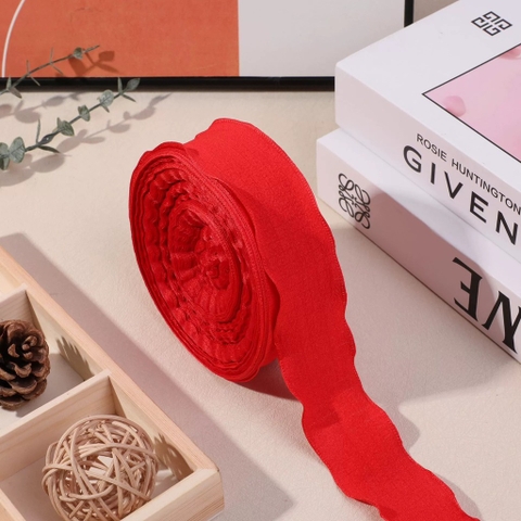 Ruybang vải sóng 4cm x 10m -ĐỎ TƯƠI (không lõi).