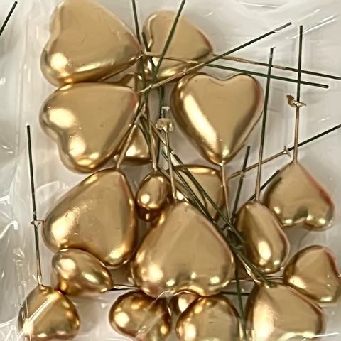 Set 20 trái tim xốp (kt 2.5-3-4-5cm)-VÀNG ĐỒNG.