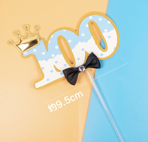 Set 5 số 100 giấy đội vương miện-XANH.