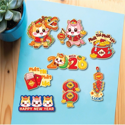 Combo 2 set giấy tết - em bé NGỰA 2026.