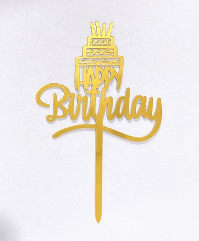 Set 10 mica HPBD gắn bánh 2 tầng và nến.