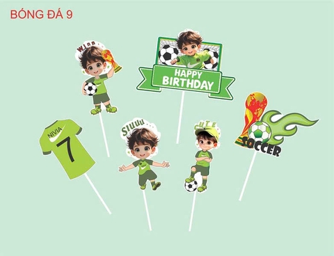 10 Set cắm giấy cầu thủ bóng đá xanh lá HD (có chữ siuu cute).