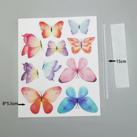 10 Set bướm giấy mẫu mới - mix màu cam, hồng, xanh, tím (10 bướm/set).