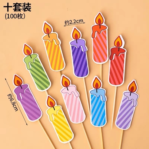 Set 100 cây cắm nến giấy mix sắc màu.