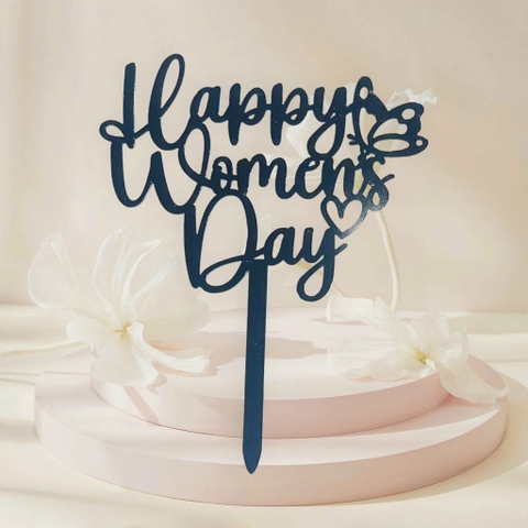 Set 10 mica Happy women's day gắn cánh bướm-ĐEN.