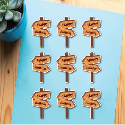 Set 45 bảng biển chỉ đường giấy màu nâu - chữ HPBD màu nâu.