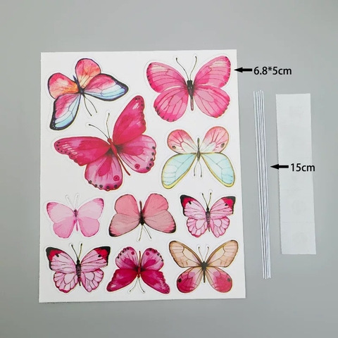10 Set bướm giấy  mẫu mới -HỒNG mix xanh (10 bướm/set).
