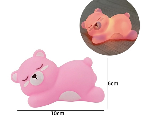 Tượng gấu hồng dáng nằm (có đèn).