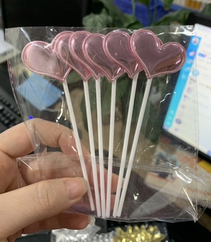 Set 60 cây tim da phồng HỒNG (cây nhựa) (10 gói -6 cây/gói).