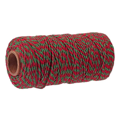 Cuộn dây cói 100m -màu xanh lá đậm mix đỏ.