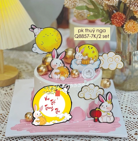 Combo 2 set giấy trung thu - thỏ trăng rằm (6 thỏ) MẪU 5.