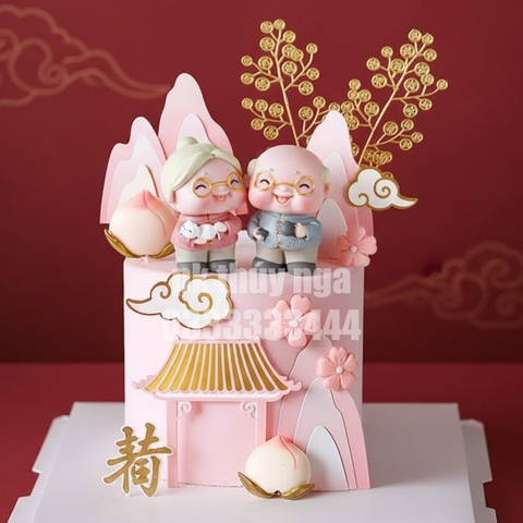 Cành màu vàng - hình tròn nhỏ có chữ PHÚC ở giữa (3 nhánh/cành).