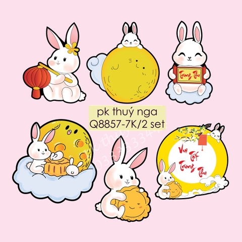 Combo 2 set giấy trung thu - thỏ trăng rằm (6 thỏ) MẪU 5.
