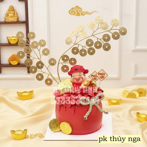 Cành màu vàng - đồng tiền xu tròn (3 nhánh/cành).