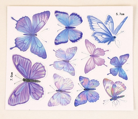 10 Set bướm giấy  mẫu mới -XANH DƯƠNG mix tím (10 bướm/set).