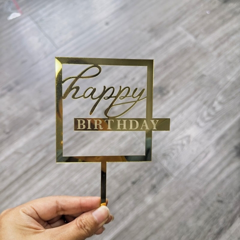 Set 10 mica hình vuông-chữ HPBD  ngang -VÀNG 5630.