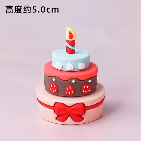 Mẫu bánh sinh nhật nhựa mini trang trí (3 TẦNG, CÓ NƠ ĐỎ).