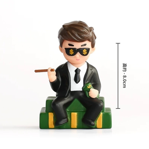 Tượng nhựa -sếp (boss) đeo kính chữ S (dáng ngồi).