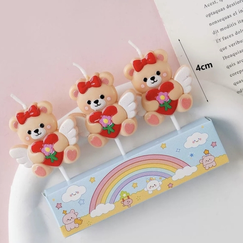 Vỉ 3 cây nến -GẤU cánh thiên thần.