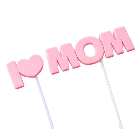 Set chữ nhựa dẻo -  I 🧡 MOM (hồng).