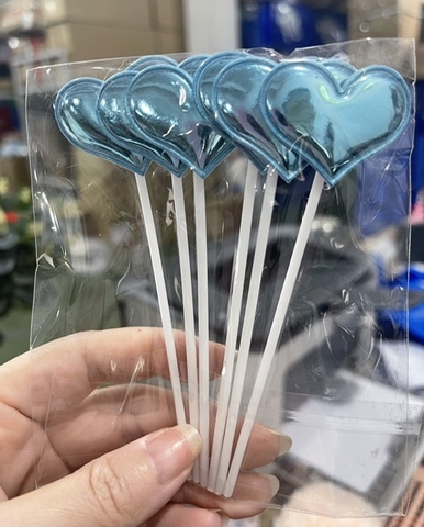 Set 60 cây tim da phồng XANH (cây nhựa) (10 gói -6 cây/gói).