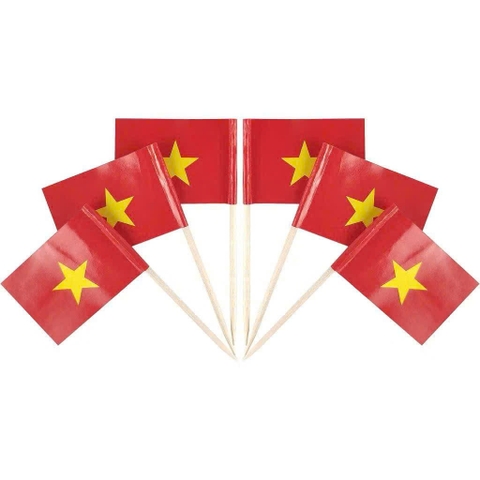 Set 50 cờ đỏ sao vàng (kt 4x6cm) giấy decal in 2 mặt.