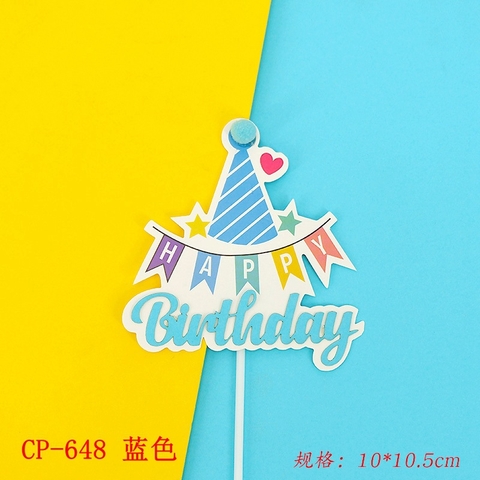 CAM-Cây cắm HPBD hình mũ -xanh.C22