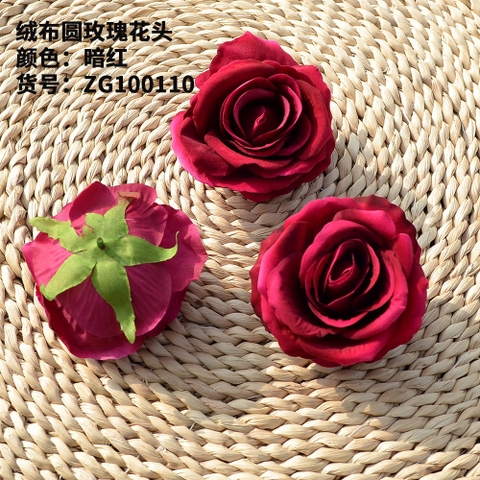 Hoa hồng đẹp (cánh cứng cáp) kt 10cm-ĐỎ ĐẬM.